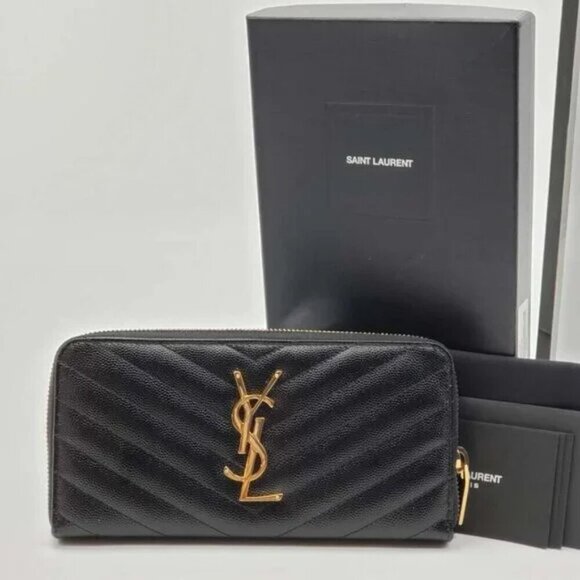 100%  AUTHENTIC YVES SAINT LAURENT PARIS ZIPPY WALLET - Picture 1 of 11